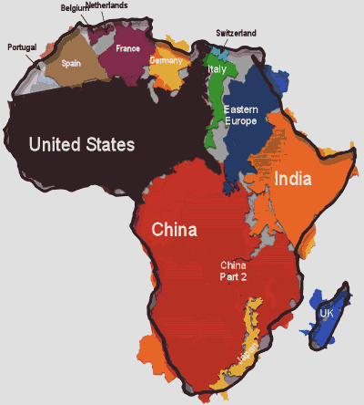 The True Size of Africa - USA, China, India, Japan, and Most of Europe