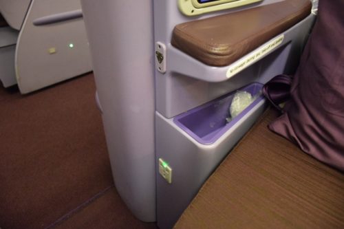 Thai Airways 777 Business Class armrest storage pocket