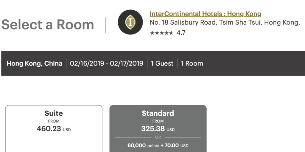 You can still book a night at the InterContinental Hong Kong for the night of February 16, 2018 at a reasonable price.