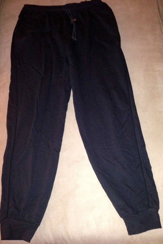 a pair of black sweatpants