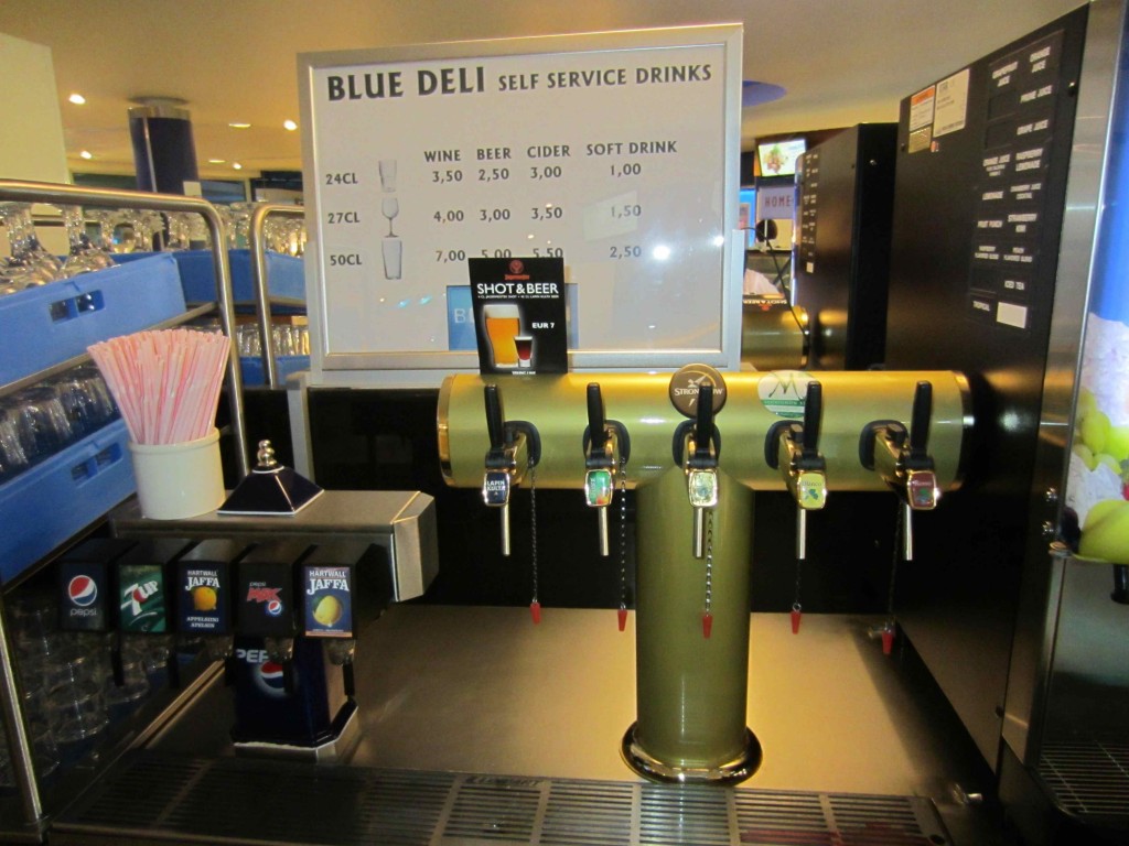a beer dispenser in a restaurant
