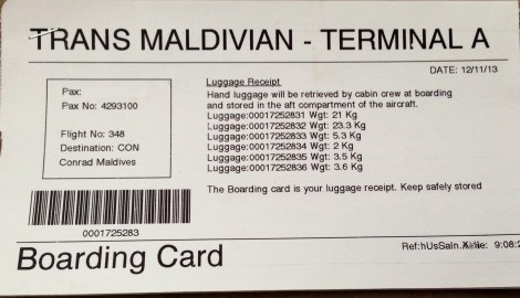 Trans Maldivian Boarding Card