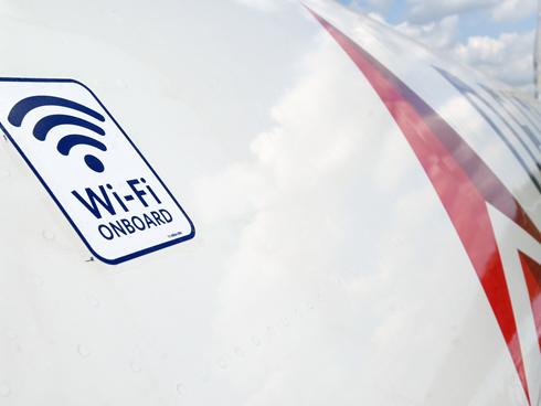 close-up of a wi-fi on a plane