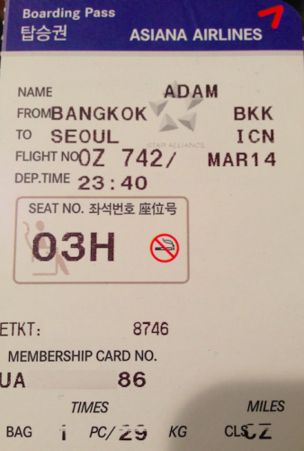 Bangkok to Seoul Asiana TIcket