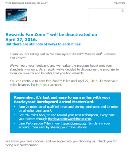 Barclaycard Rewards Fan Zone