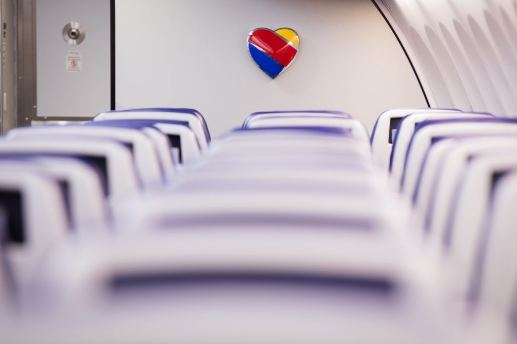 a heart on the wall of an airplane