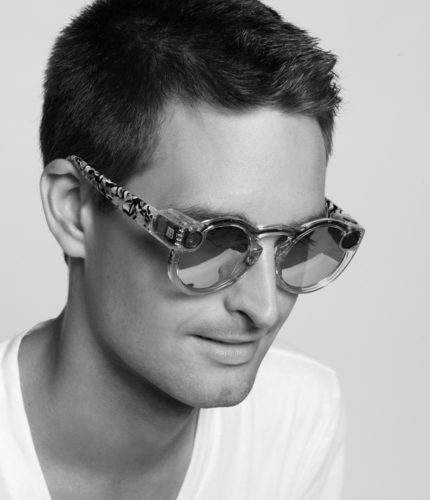 SEvan Spiegel, CEO of Snapchat, wearing Spectacles. Photo by the WSJ.