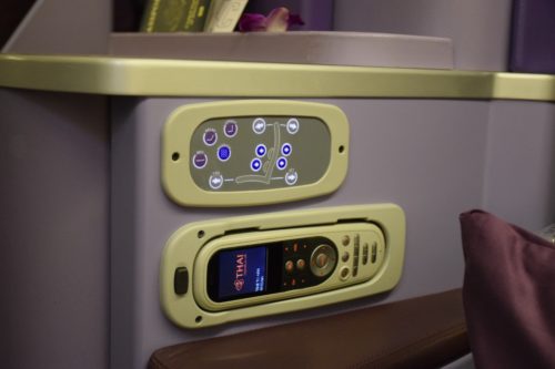 Thai Airways 777 Business Class IFE seat controls