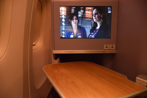 Thai Airways 777 Business Class table