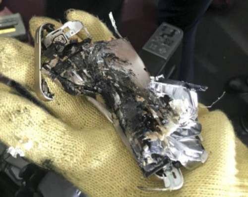 A phone was caught in the seat mechanism and the battery exploded on a Qantas flight earlier this year. not note 7