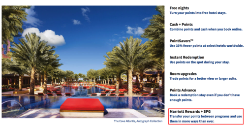 Visit Marriott's website to transfer points from Marriott to SPG