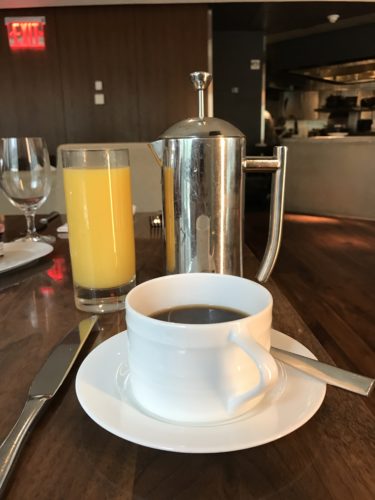 Conrad New York - Atrio Restaurant Breakfast Juice & Coffee