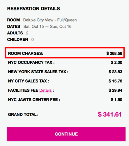 Row NYC Hotel's website quotes a higher rate than Hotels by SuperShuttle