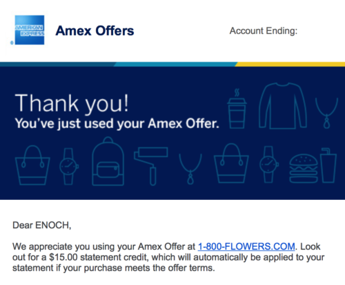 American Express sent me an email right away confirming that I'd redeemded my Amex Offers