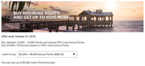 Buy Hilton points with a 100% bonus