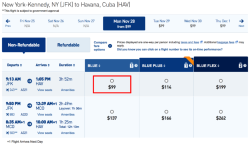 Fly from New York to Havana for $99 on JetBlue