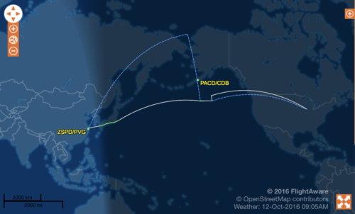 American Airlines flight 288 made a diversion to Cold Bay, Alaska enroute from Shanghai to Chicago.