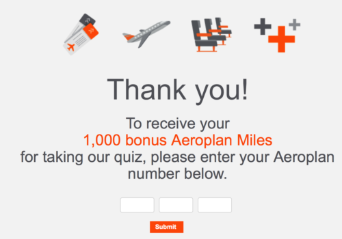 Earn 1000 easy Aeroplan miles by completing the quiz