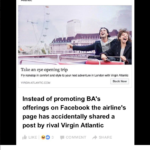 British Airways' social media team accidentally shared Virgin Atlantic's post @LarkLogan/Twitter