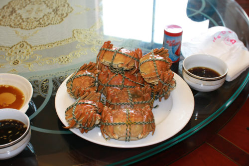 Cooked Chinese mitten crabs, the "hairy crabs" in the incident. Photo by Dennis Wong, used with permission.