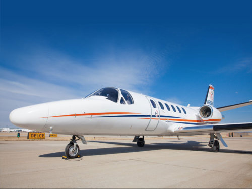 Delta Private Jet's Citation Bravo, a "Light Jet" option, which seats up to 9 passengers. Photo by Delta Private Jets.