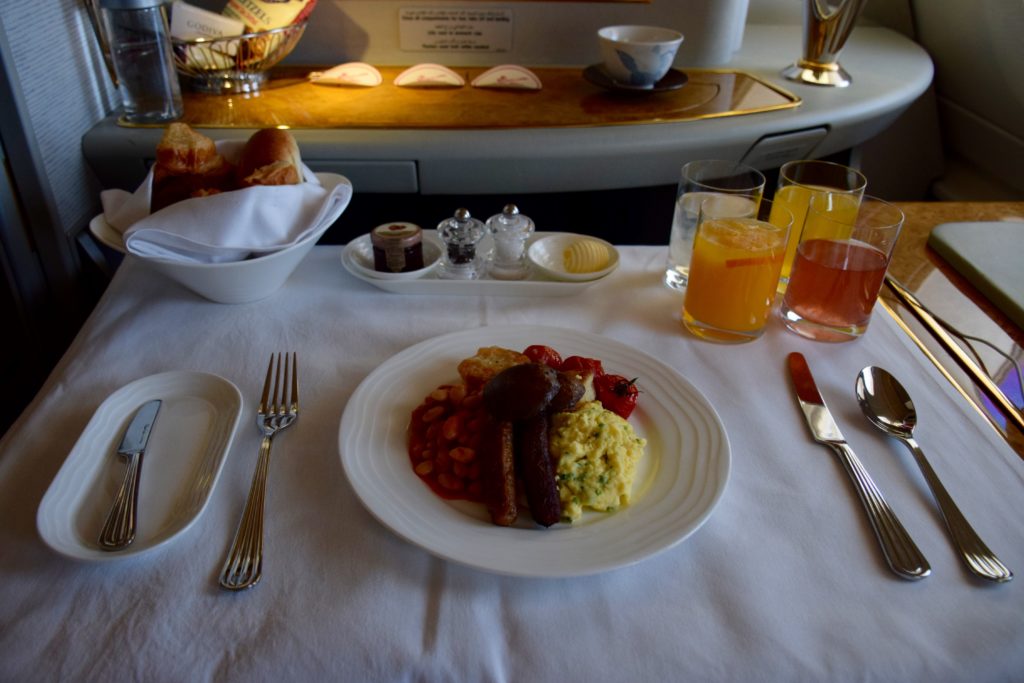 Emirates First Class A380 Breakfast