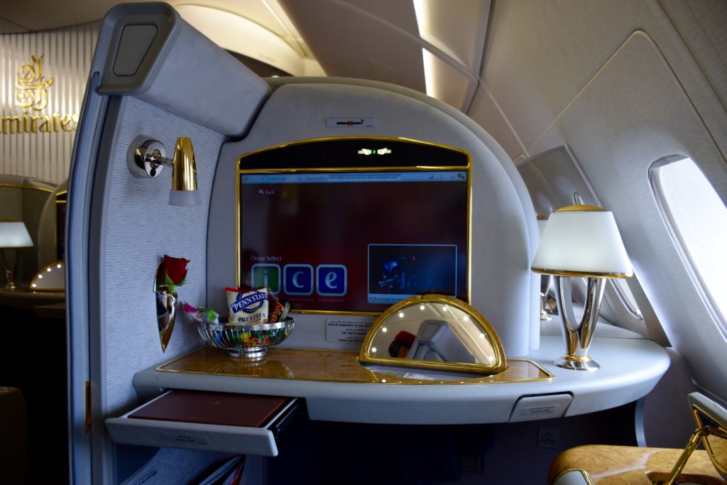 Emirates First Class A380 In-Flight Entertainment Screen