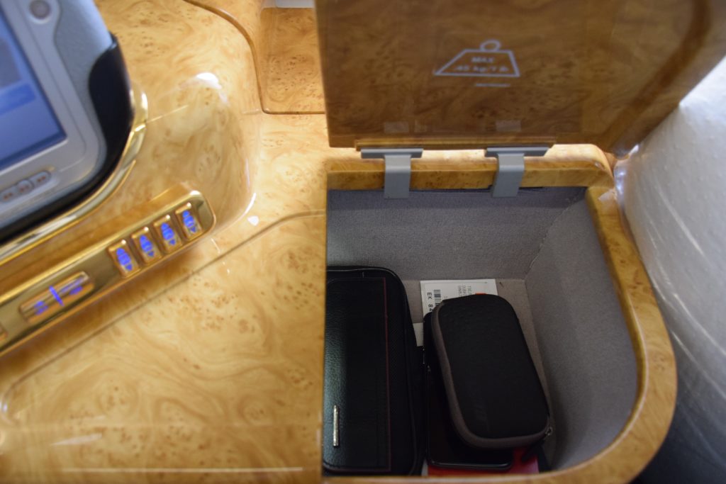 Emirates First Class A380 Storage Compartment