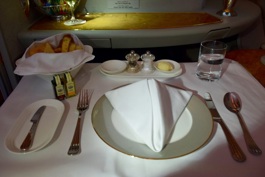 Emirates First Class A380 Meal Service