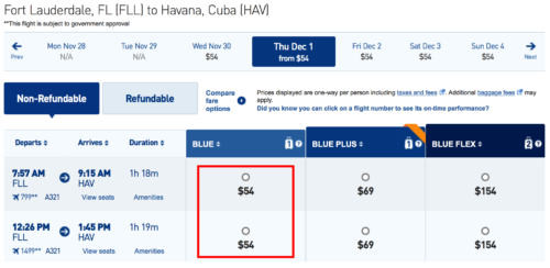Fly from Ft. Lauderdale to Havana for $54 one-way on JetBlue