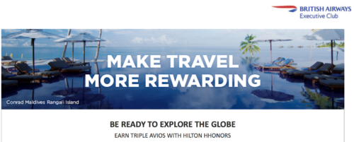 Earn Triple British Airways Avios when staying at Hilton properties hilton avios