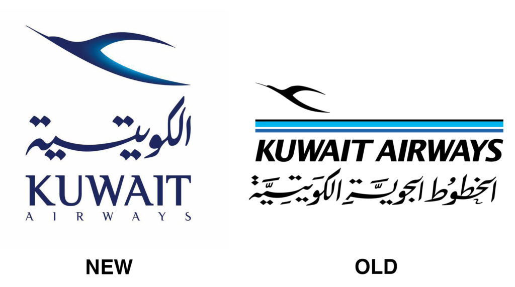 Side by side comparison of Kuwait Airways' new and old logos