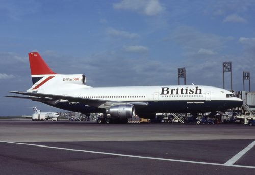 British Airways Lockheed L-1011 TriStar, a similar plane used to operate the London/Gatwick - New Oreleans route in the early 1980s.