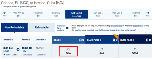 Fly from Orlando to Havana for $54 one-way on JetBlue