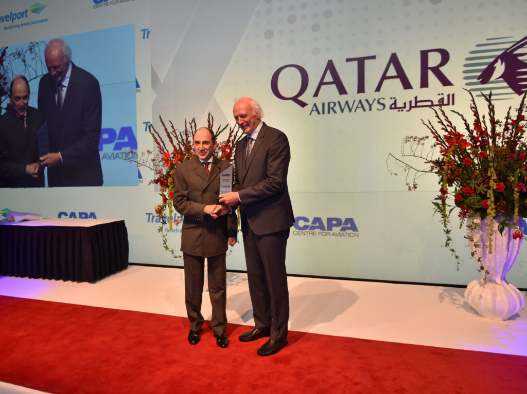 Qatar Airways Group CEO Akbar Al Baker received the Airline of the Year award on behalf of the airline at the CAPA Aviation Awards for Excellence. Flickr/Qatar Airways