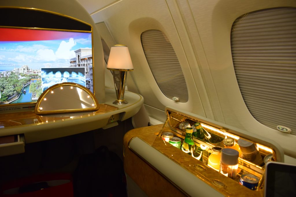 Emirates A380 First Class - In-Seat Mini Bar
