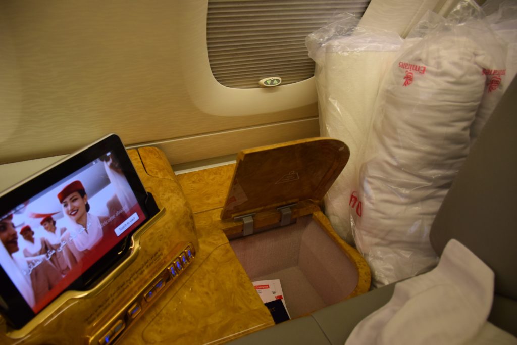 Emirates A380 First Class - Storage