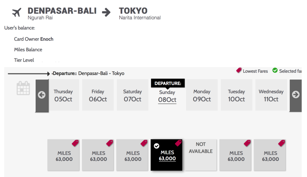Garuda Indonesia charges 63,000 miles for a one-way Business Class ticket from Bali (DPS) to Tokyo (NRT). 