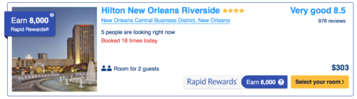 Earn 8,000 points when you book a night at the Hilton New Orleans Riverside