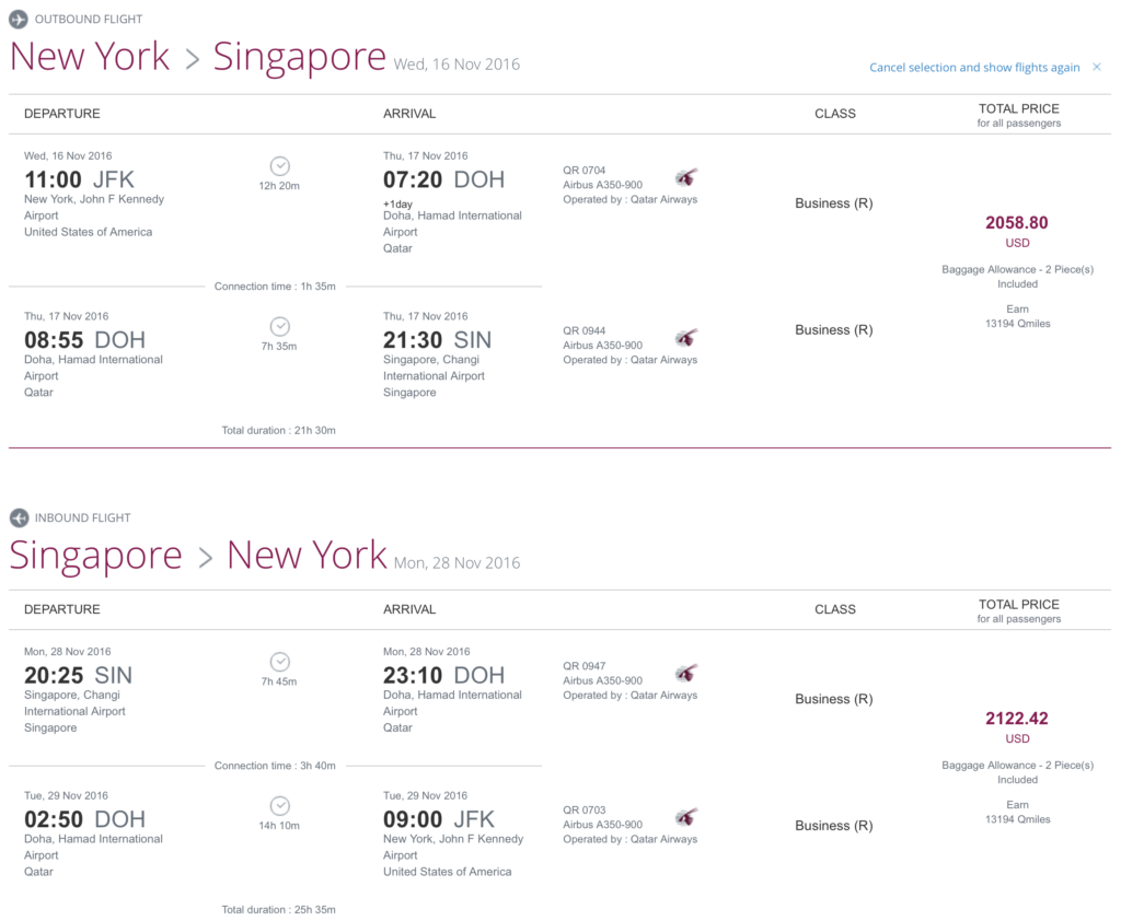 Fly from New York (JFK) to Singapore (SIN) for less than $2100 roundtrip per person! 