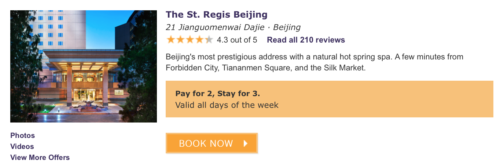 The St. Regis Beijing is technically a "participating property" under this promotion