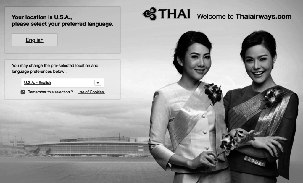 Thai Airways changed their homepage to be black and white out of respect during the mourning period, like most hotels and airlines based in Thailand