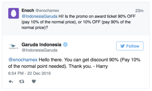 Garuda Indonesia confirmed with me on Twitter that the promotion is indeed 90% off award tickets.