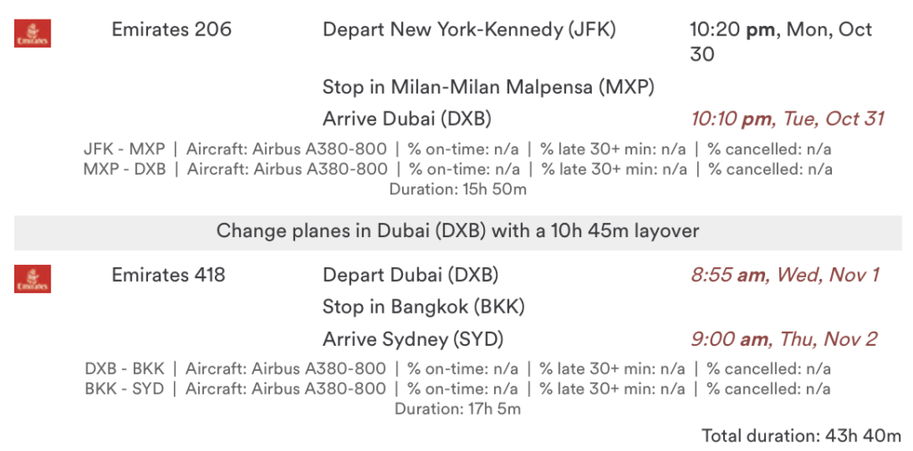 You can now fly from New York to Sydney via Milan, Bangkok, and Dubai in Emirates First Class for 225,000 Alaska miles.