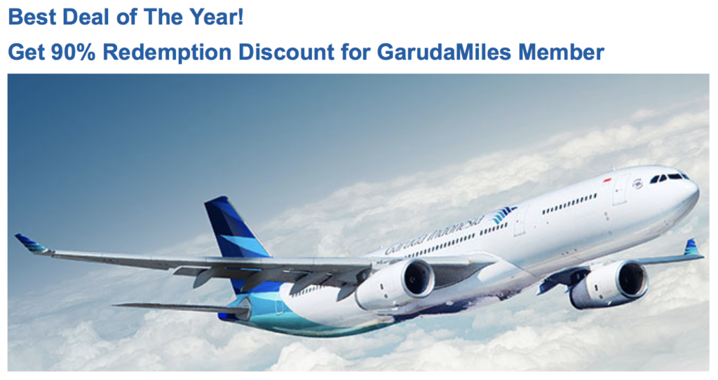 Get a 10% discount when you redeem Garuda Indonesia miles for award tickets through the end of 2016.
