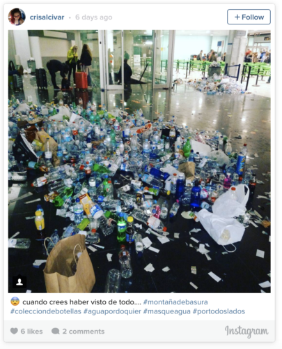 Barcelona (BCN) airport became filled with trash amidst a strike from janitorial staff. 