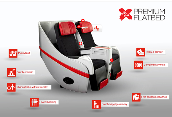 AirAsia's Premium Flatbed product on AirAsiaX flights. Source: AirAsia X