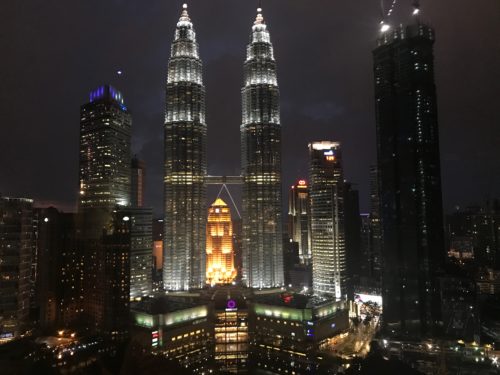 Petronas Towers skyline at night