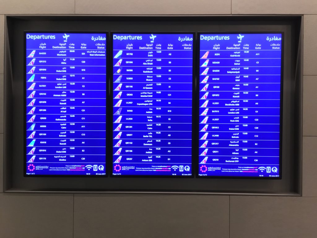 a screens with flight information