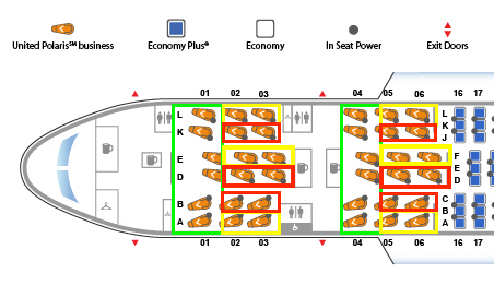 a diagram of a plane with seats and symbols